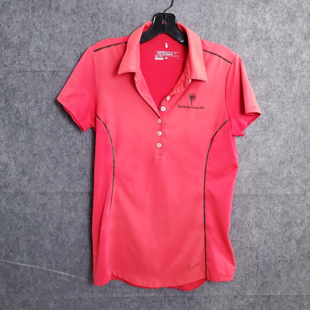 Nike Golf Polo Shirt Womens Small Dri-FIT Tour Performance Pink Tennis Swoosh